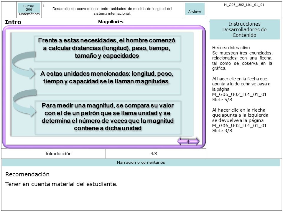 Curso: G06 Archivo. M_G06_U02_L01_01_01. Desarrollo de conversiones entre unidades de medida de longitud del sistema internacional.