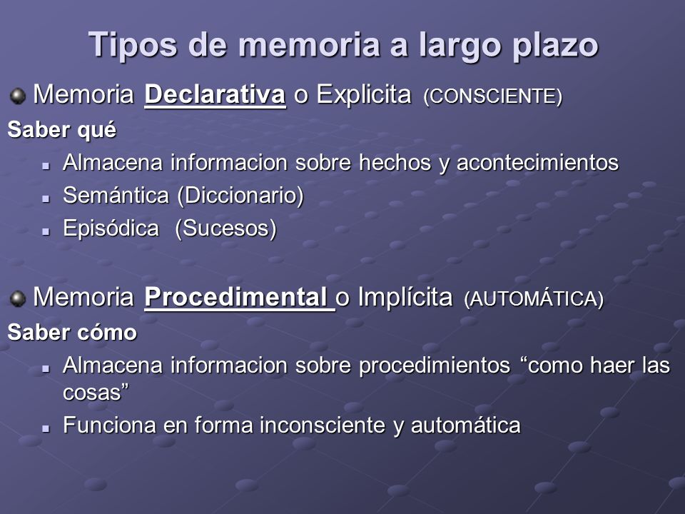 Tipos de memoria a largo plazo