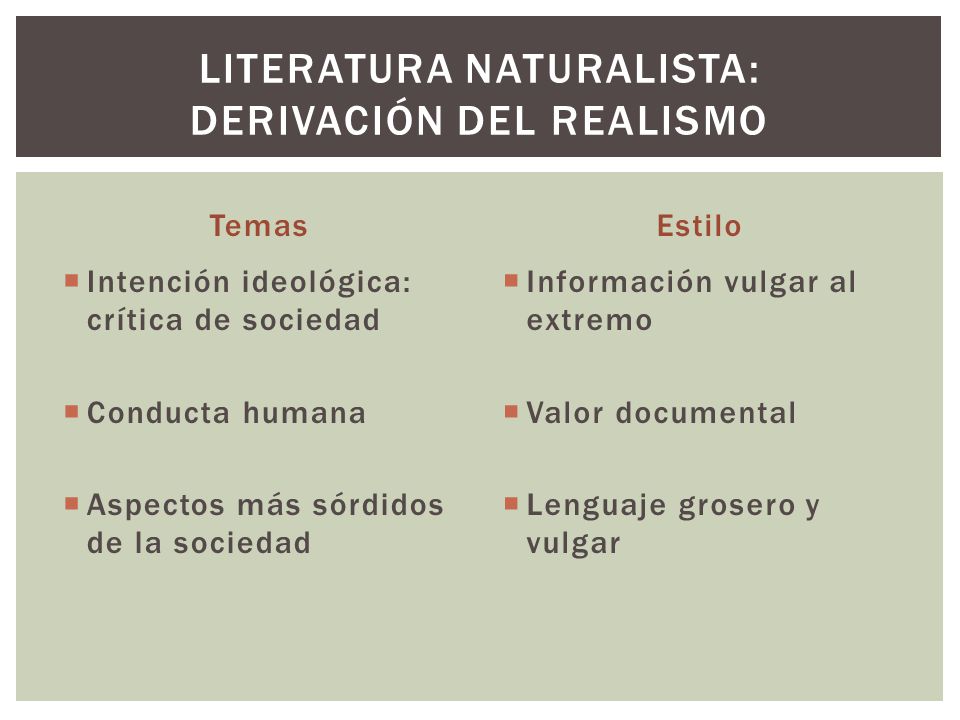 Literatura Naturalista: derivación del realismo