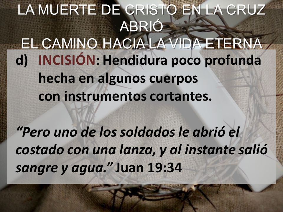 LA MUERTE DE CRISTO EN LA CRUZ ABRIÓ EL CAMINO HACIA LA VIDA ETERNA