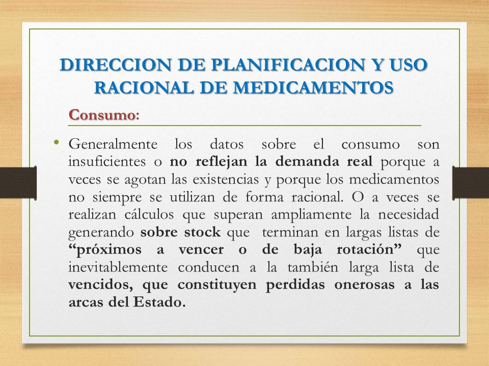 DIRECCION DE PLANIFICACION Y USO RACIONAL DE MEDICAMENTOS
