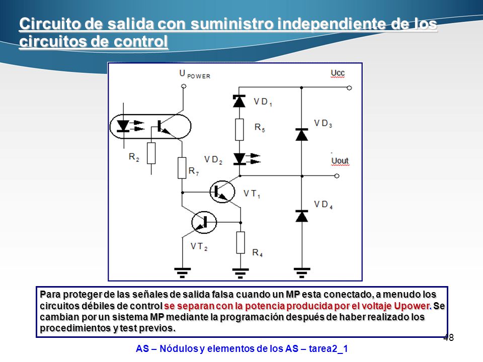 Circuito de salida con suministro independiente de los circuitos de control