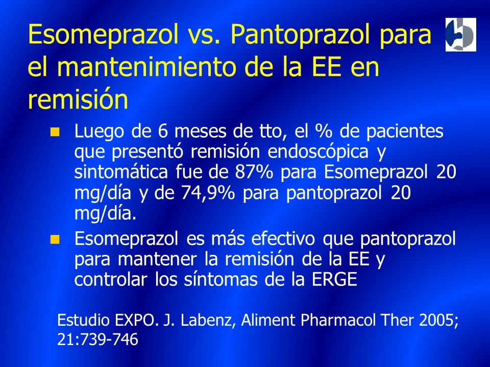 Esomeprazol vs. Pantoprazol para el mantenimiento de la EE en remisión
