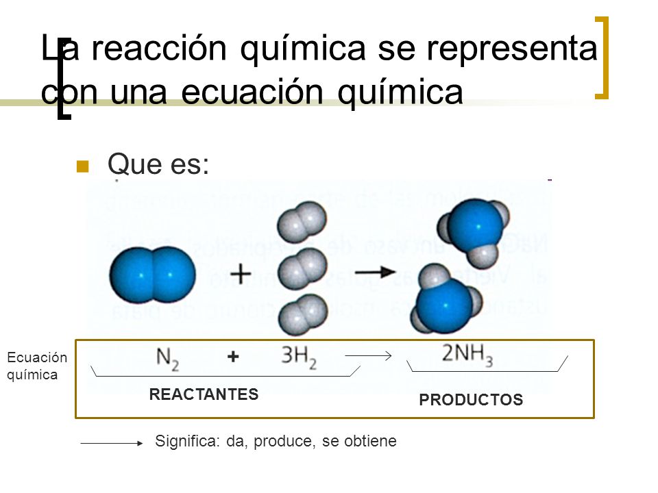 La reacción química se representa con una ecuación química