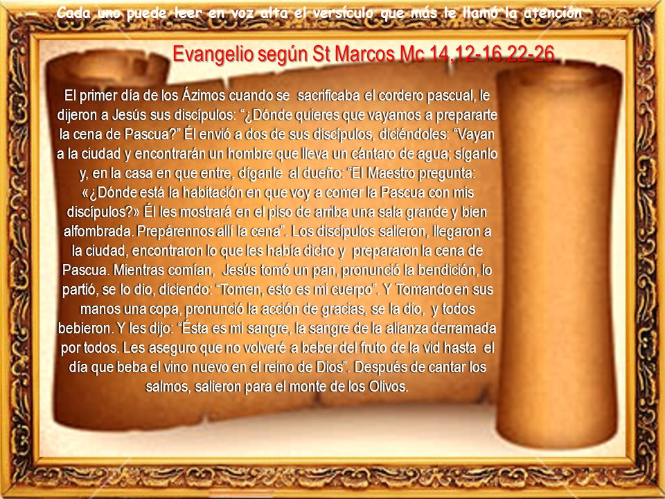 Evangelio según St Marcos Mc 14,