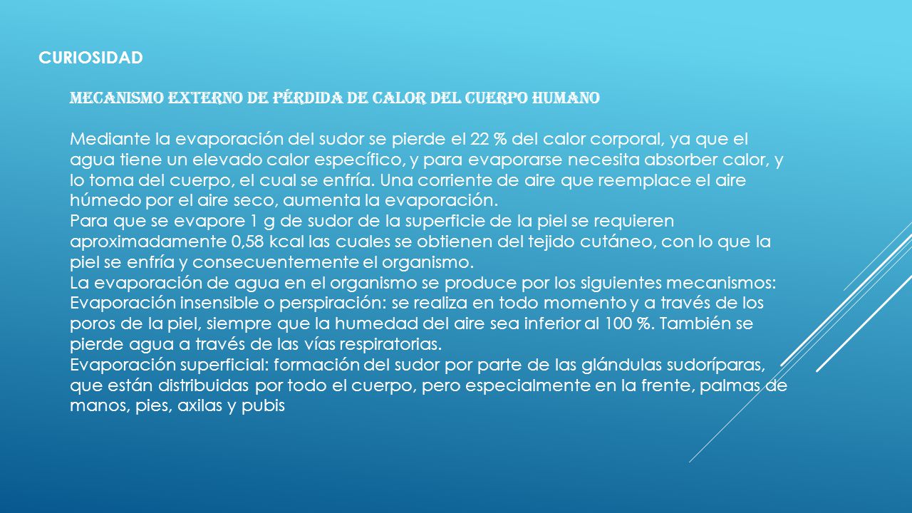 CURIOSIDAD Mecanismo externo de pérdida de calor del cuerpo humano.