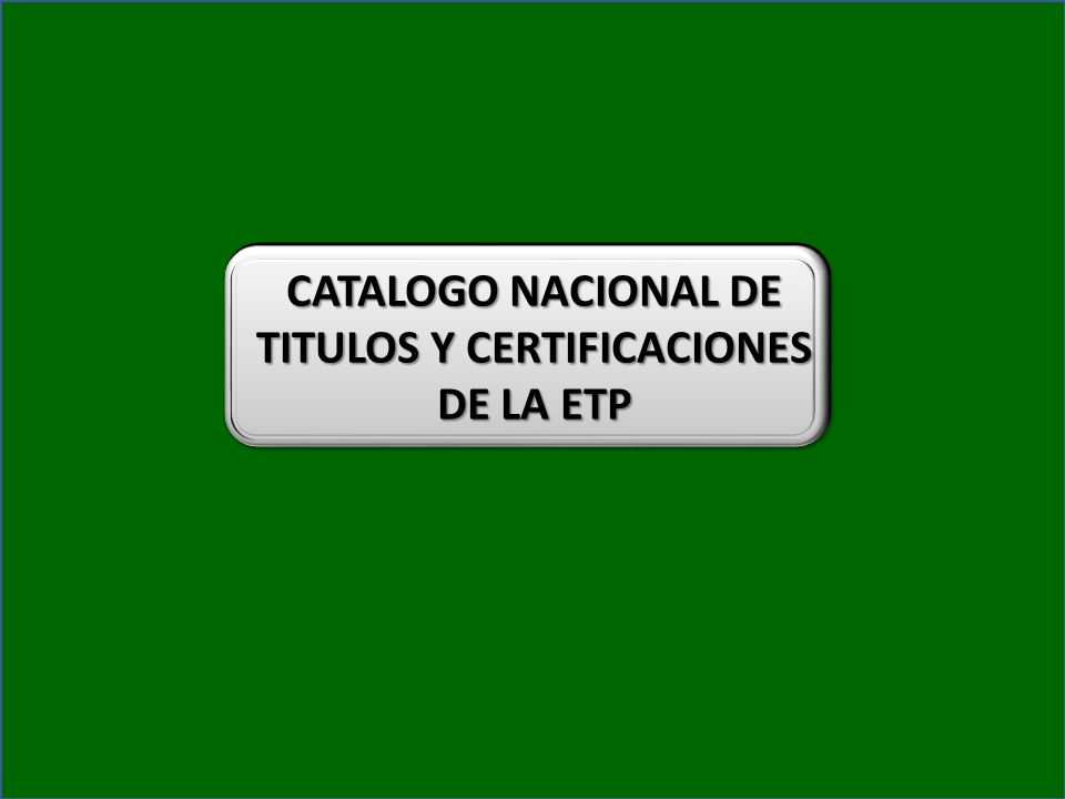 CATALOGO NACIONAL DE TITULOS Y CERTIFICACIONES DE LA ETP