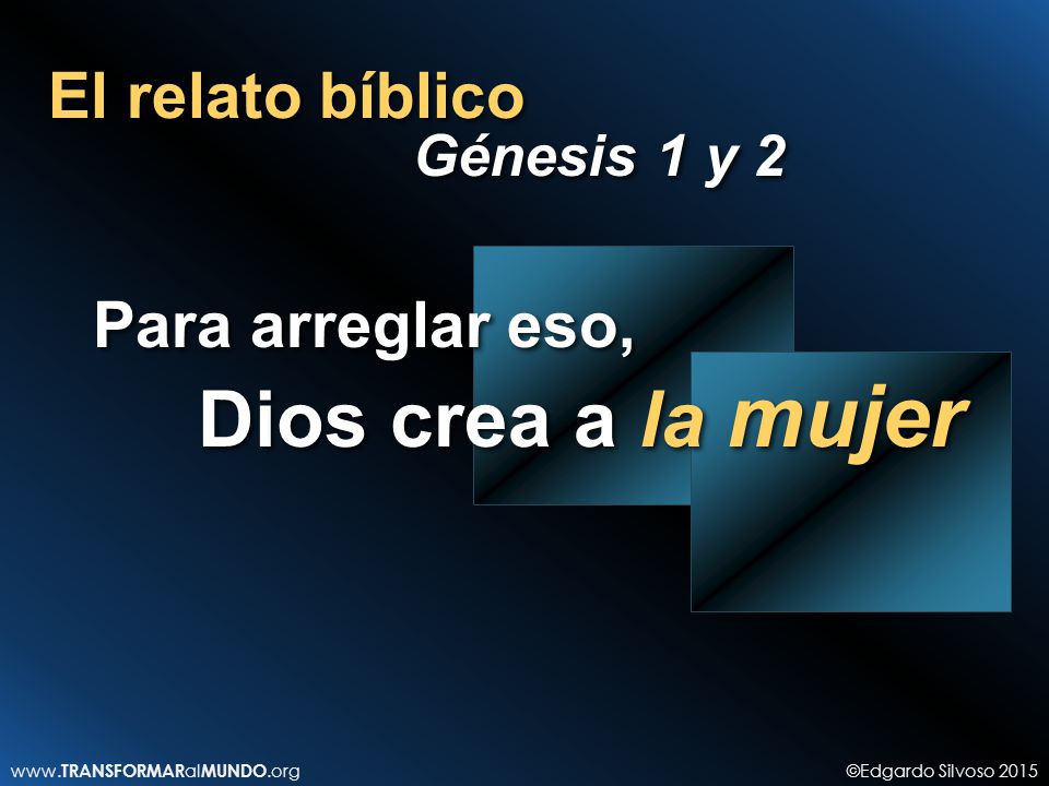 El relato bíblico Para arreglar eso, Dios crea a la mujer
