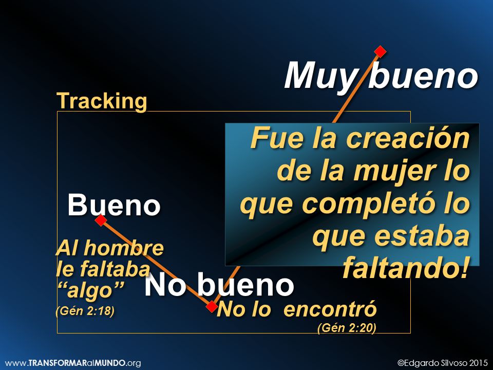 Muy bueno Tracking. Fue la creación de la mujer lo que completó lo que estaba faltando! Bueno. No bueno.