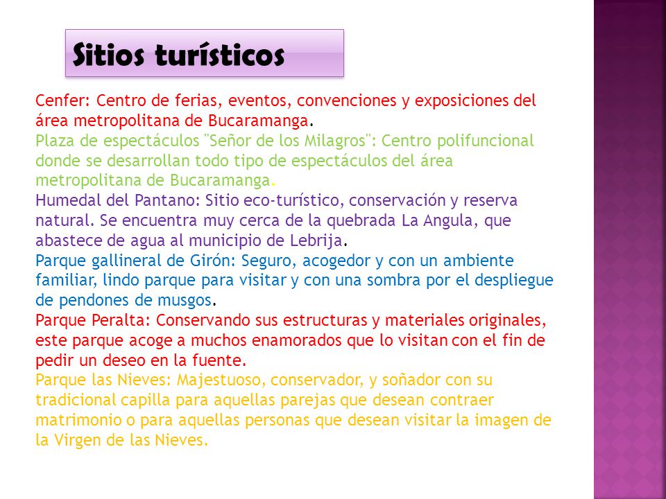Sitios turísticos Cenfer: Centro de ferias, eventos, convenciones y exposiciones del área metropolitana de Bucaramanga.