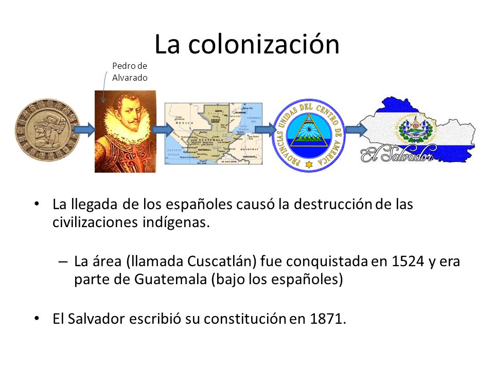 La colonización Pedro de Alvarado. La llegada de los españoles causó la destrucción de las civilizaciones indígenas.