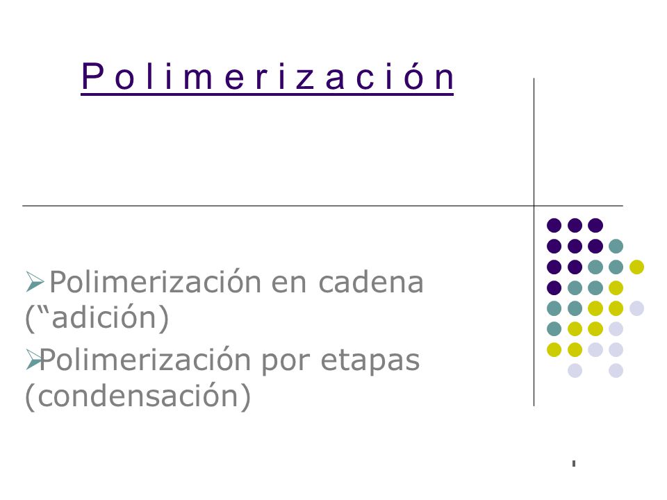 P o l i m e r i z a c i ó n Polimerización en cadena ( adición)
