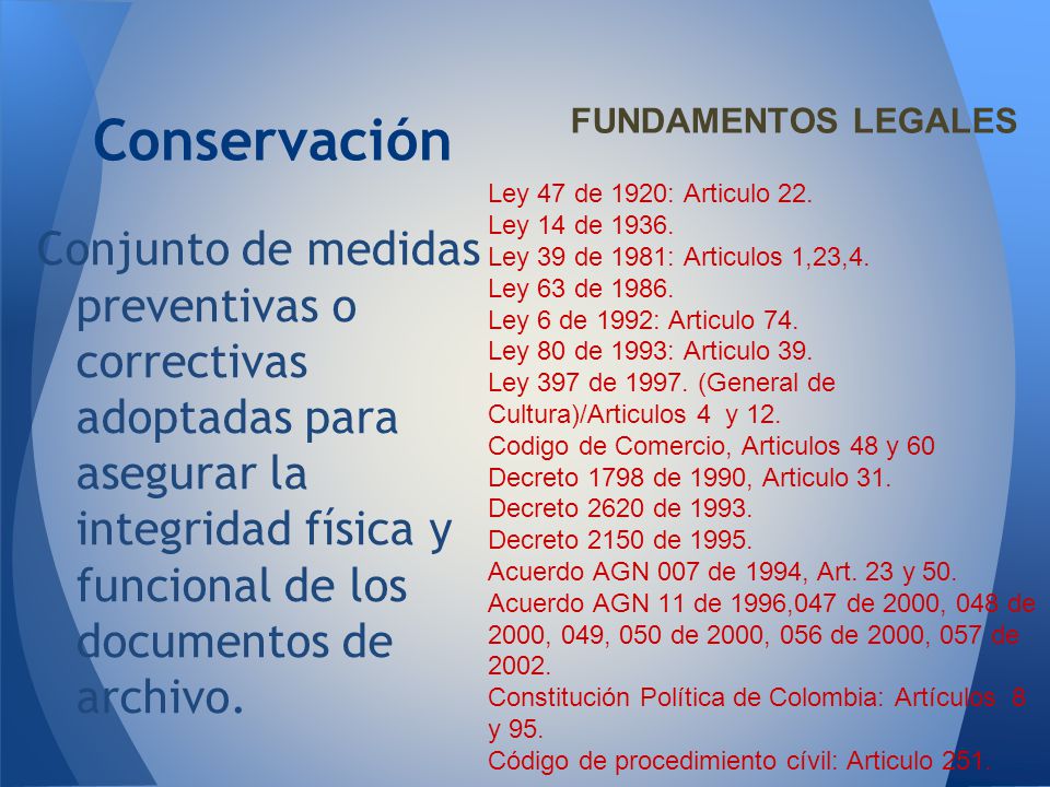 Conservación FUNDAMENTOS LEGALES