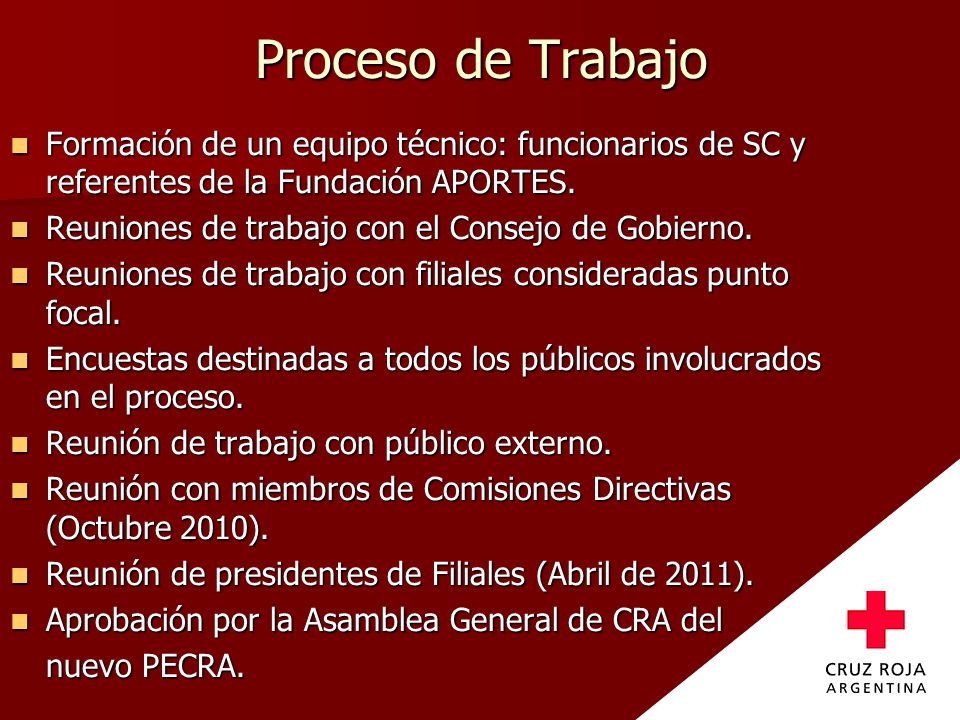 Proceso de Trabajo Formación de un equipo técnico: funcionarios de SC y referentes de la Fundación APORTES.