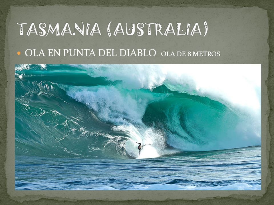 TASMANIA (AUSTRALIA) OLA EN PUNTA DEL DIABLO OLA DE 8 METROS
