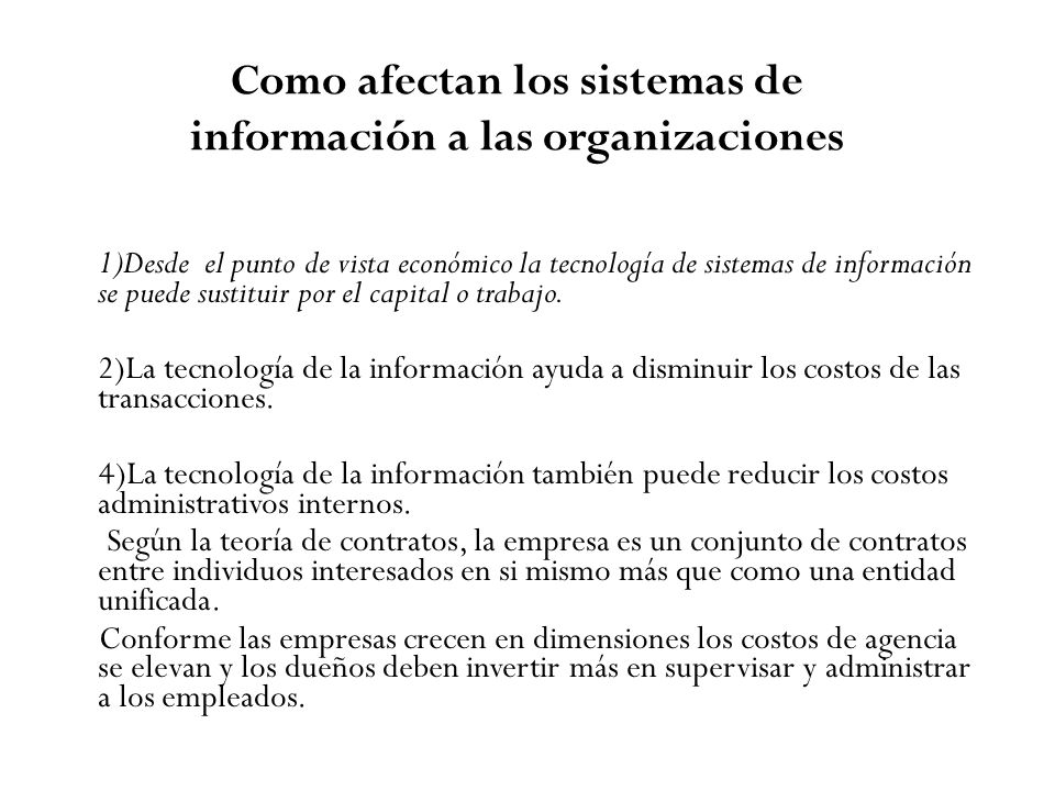 Como afectan los sistemas de información a las organizaciones