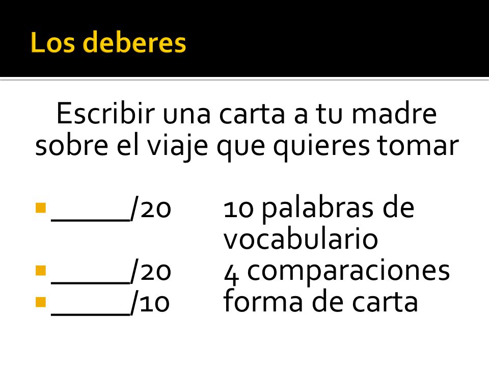 Escribir una carta a tu madre sobre el viaje que quieres tomar