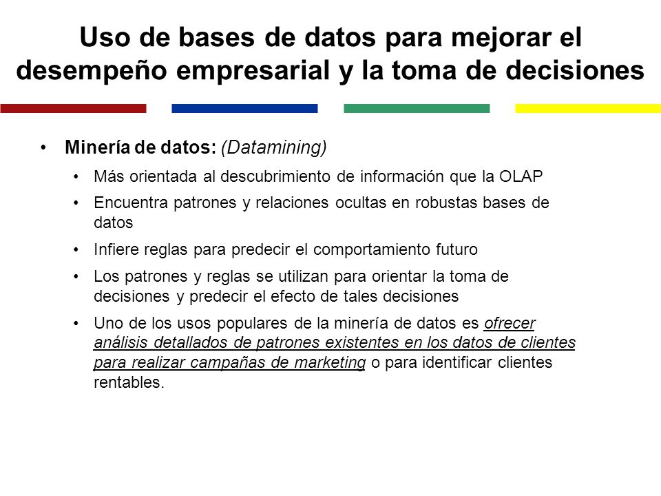 Uso de bases de datos para mejorar el desempeño empresarial y la toma de decisiones