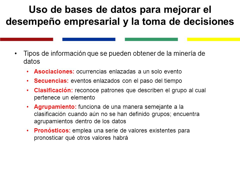 Uso de bases de datos para mejorar el desempeño empresarial y la toma de decisiones