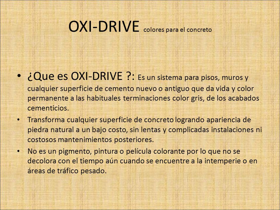 OXI-DRIVE colores para el concreto