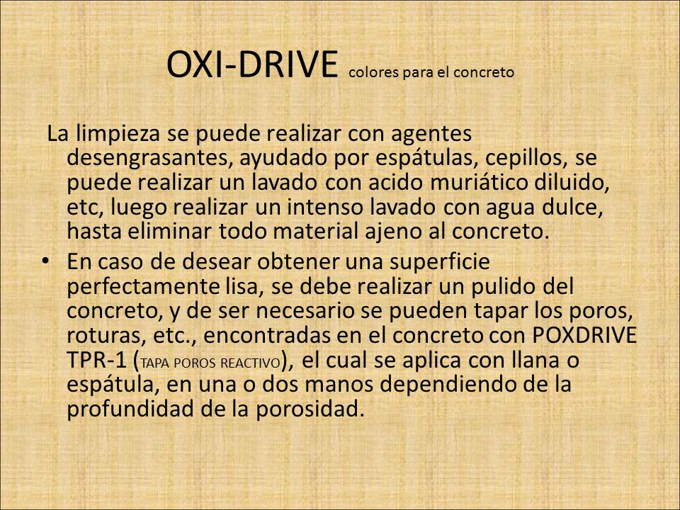 OXI-DRIVE colores para el concreto