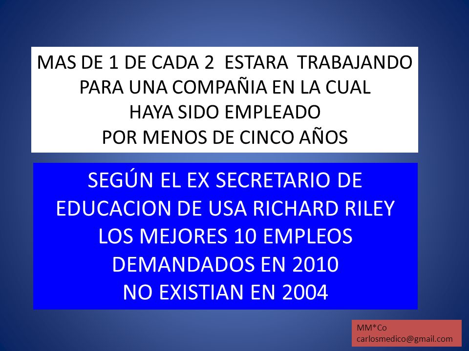 MAS DE 1 DE CADA 2 ESTARA TRABAJANDO PARA UNA COMPAÑIA EN LA CUAL HAYA SIDO EMPLEADO POR MENOS DE CINCO AÑOS