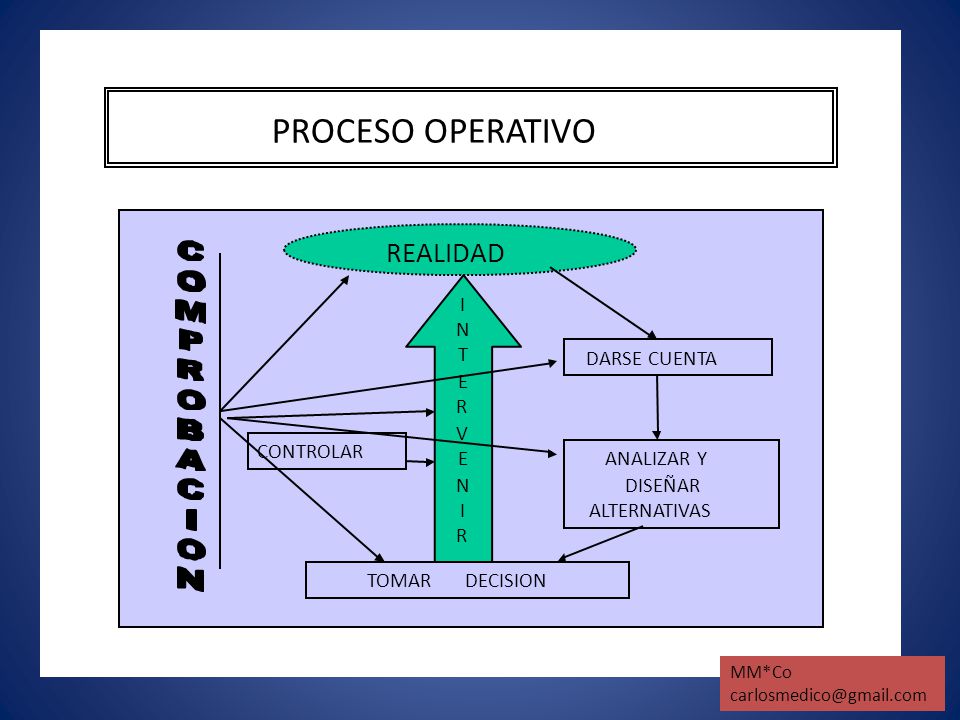 PROCESO OPERATIVO REALIDAD I N T DARSE CUENTA E R V CONTROLAR E