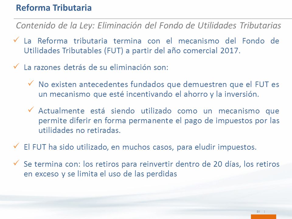 Contenido de la Ley: Eliminación del Fondo de Utilidades Tributarias