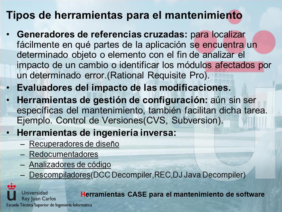 Tipos de herramientas para el mantenimiento