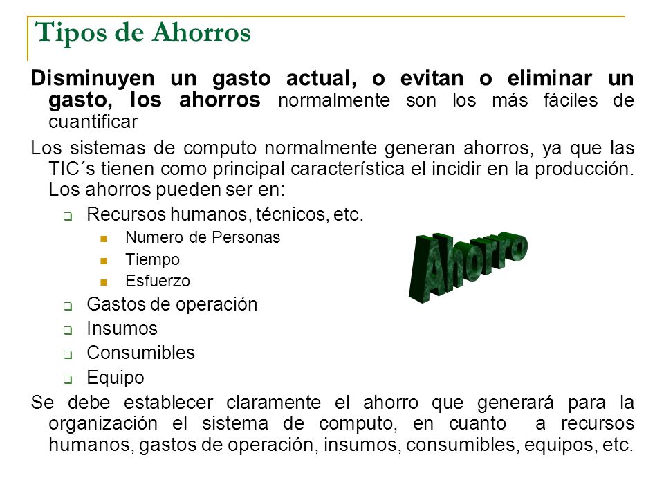 Ahorro Tipos de Ahorros