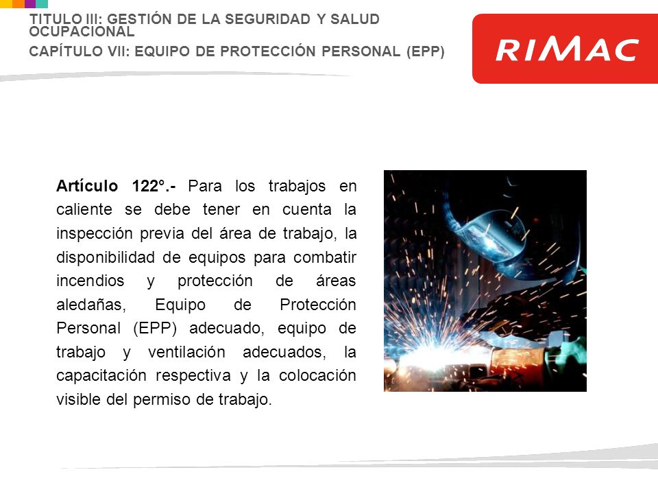 TITULO III: GESTIÓN DE LA SEGURIDAD Y SALUD OCUPACIONAL CAPÍTULO VII: EQUIPO DE PROTECCIÓN PERSONAL (EPP)