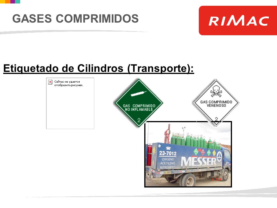 GASES COMPRIMIDOS Etiquetado de Cilindros (Transporte):