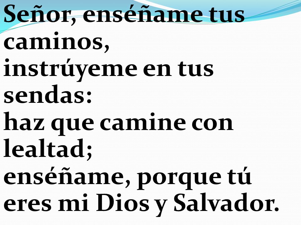 Señor, enséñame tus caminos, instrúyeme en tus sendas: haz que camine con lealtad; enséñame, porque tú eres mi Dios y Salvador.