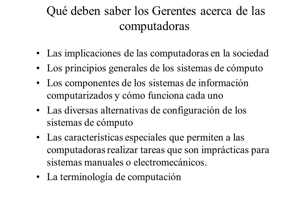 Qué deben saber los Gerentes acerca de las computadoras