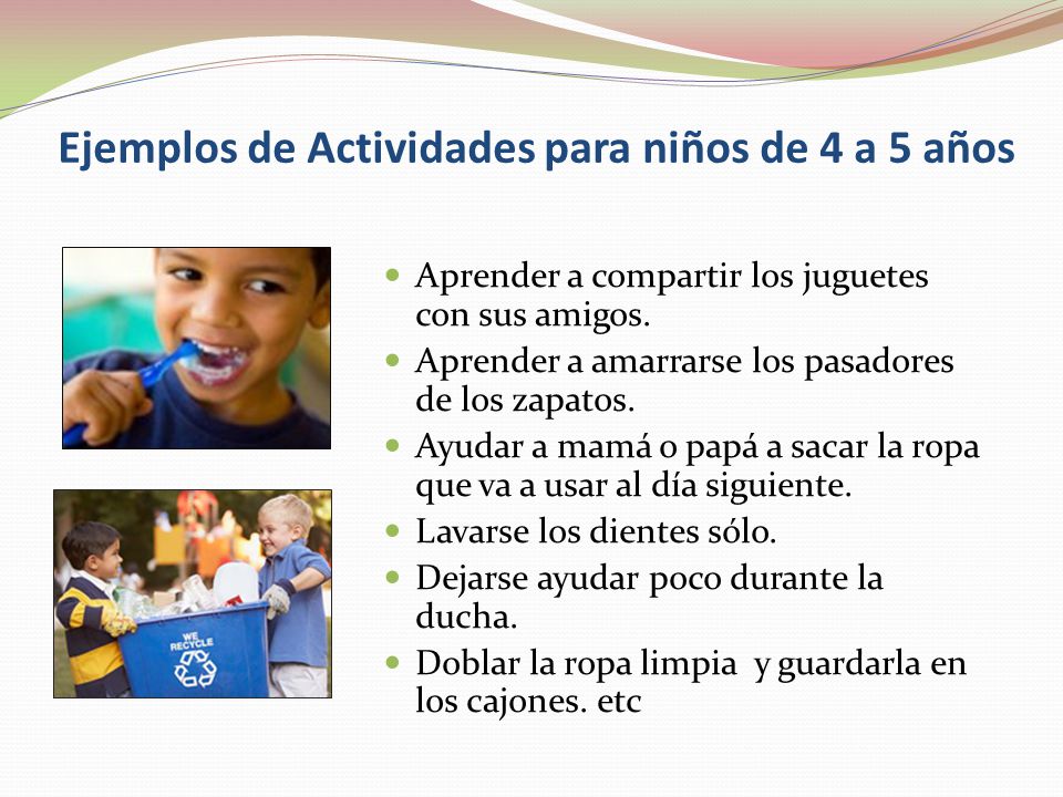 Ejemplos de Actividades para niños de 4 a 5 años