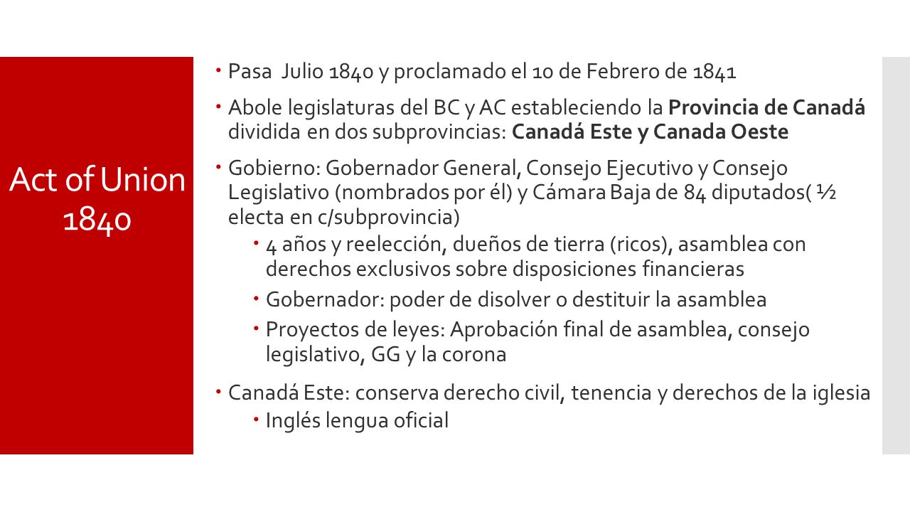 Pasa Julio 1840 y proclamado el 10 de Febrero de 1841