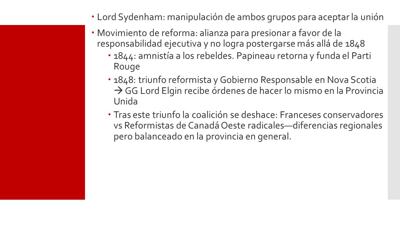 Lord Sydenham: manipulación de ambos grupos para aceptar la unión