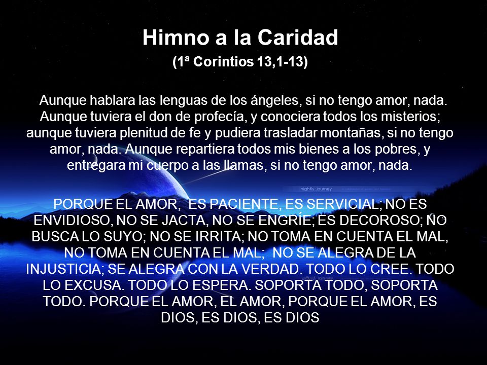 Himno a la Caridad (1ª Corintios 13,1-13)