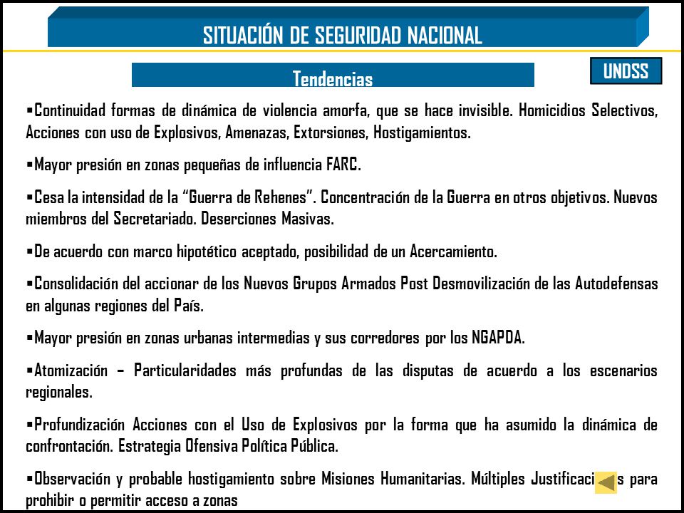 SITUACIÓN DE SEGURIDAD NACIONAL