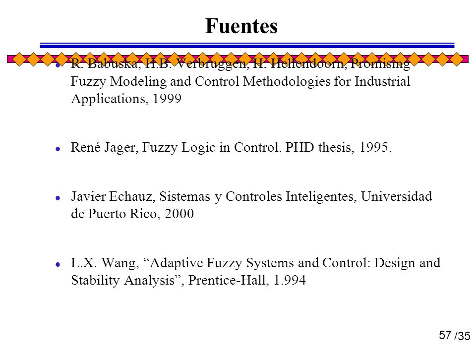 2017/4/18 Fuentes. R. Babuska, H.B. Verbruggen, H. Hellendoorn, Promising Fuzzy Modeling and Control Methodologies for Industrial Applications,