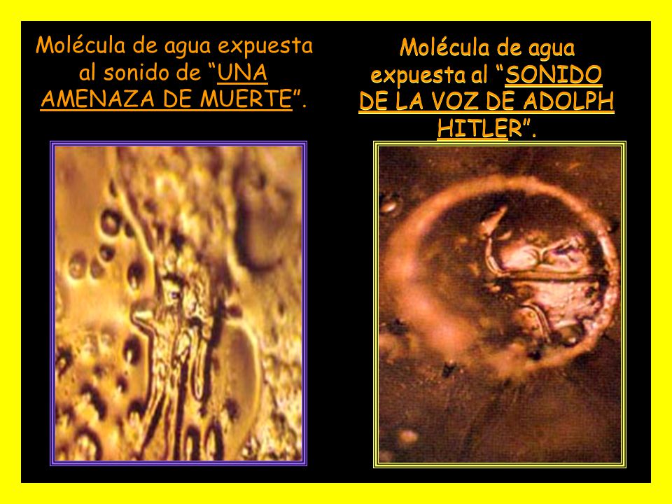 Molécula de agua expuesta al sonido de UNA AMENAZA DE MUERTE .
