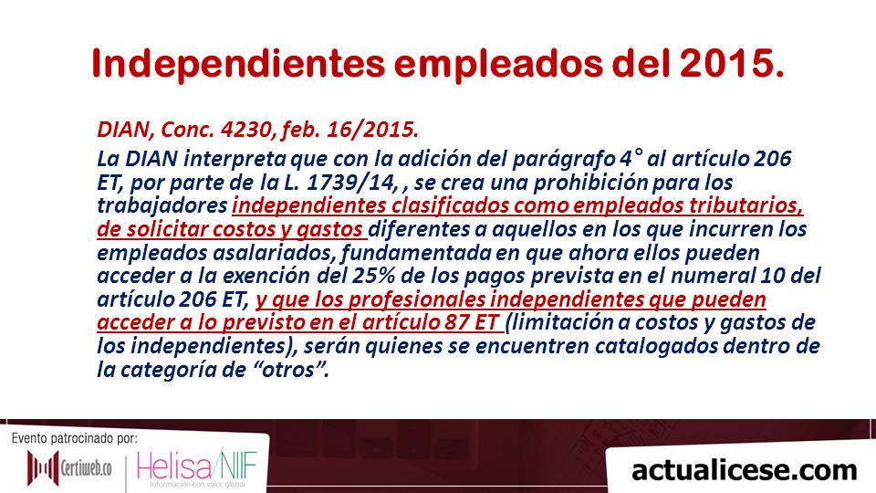 Independientes empleados del 2015.