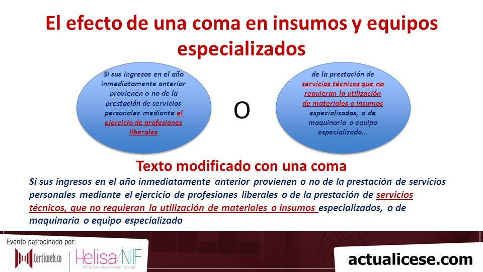 El efecto de una coma en insumos y equipos especializados