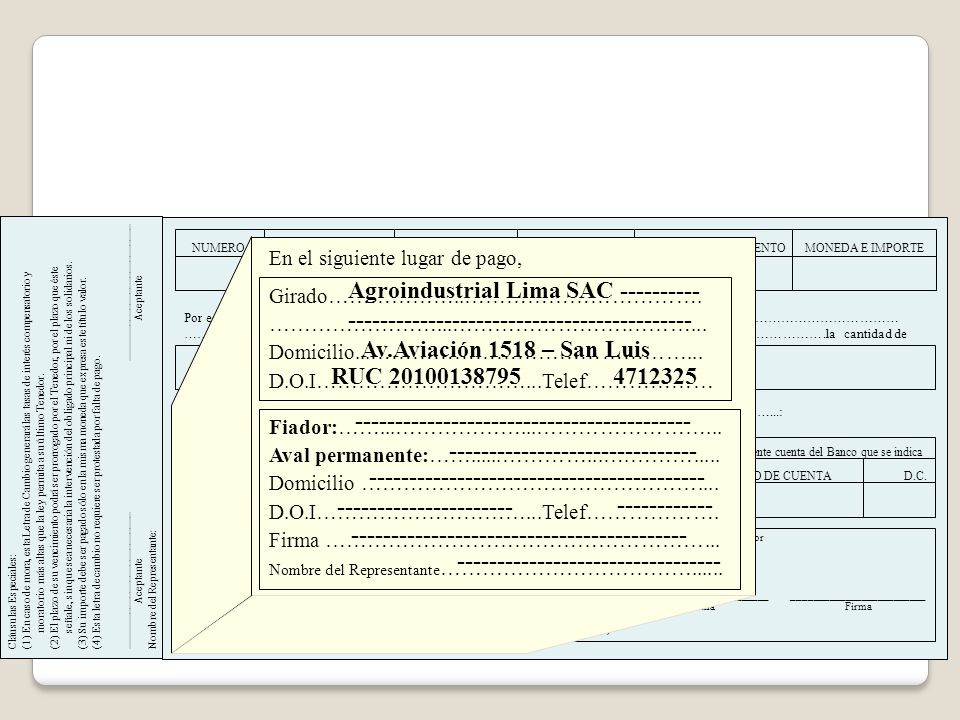 Importe a debitar en la siguiente cuenta del Banco que se indica