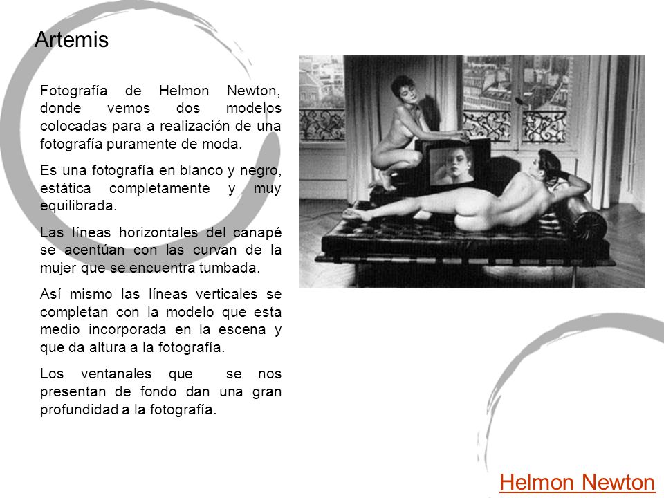Artemis Fotografía de Helmon Newton, donde vemos dos modelos colocadas para a realización de una fotografía puramente de moda.