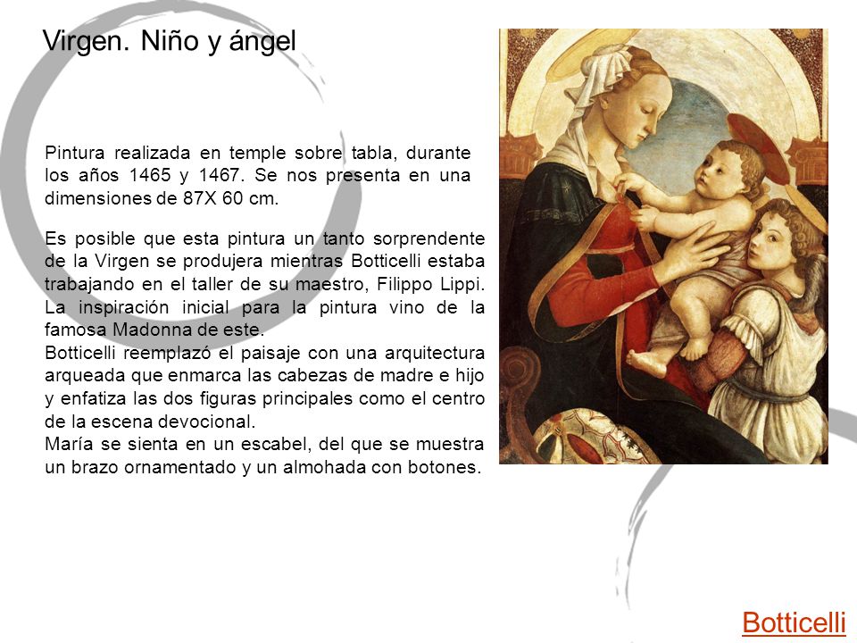 Virgen. Niño y ángel Botticelli