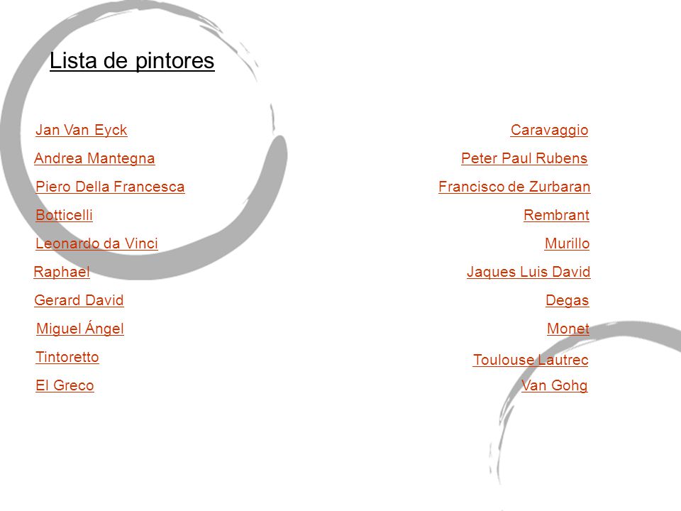 Lista de pintores Jan Van Eyck Caravaggio Andrea Mantegna