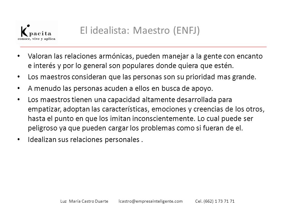El idealista: Maestro (ENFJ)