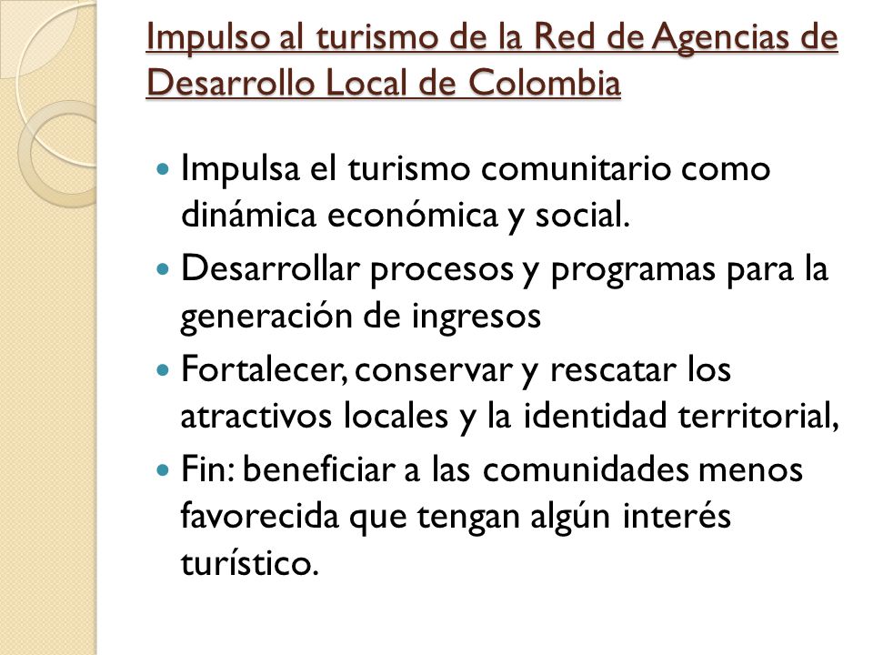Impulso al turismo de la Red de Agencias de Desarrollo Local de Colombia