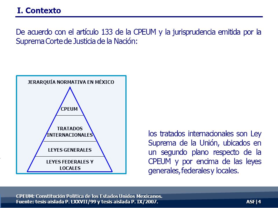 I. Contexto De acuerdo con el artículo 133 de la CPEUM y la jurisprudencia emitida por la Suprema Corte de Justicia de la Nación: